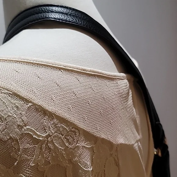 Tignanello Black Leather Bikercore Bohemian Hobo Shoulder Bag Satchel PurseTote - Picture 5 of 16